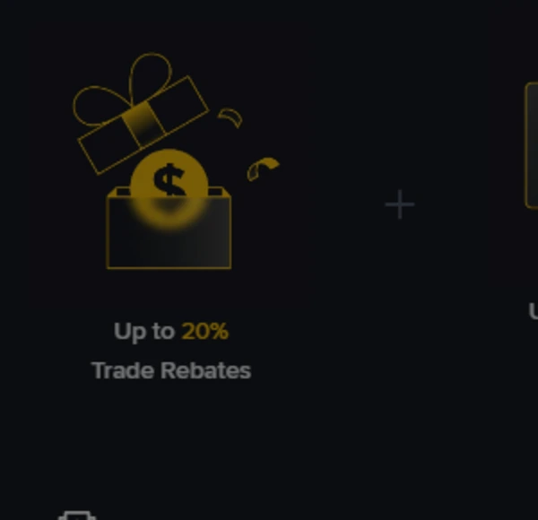 The left panel of the Binance sign-up page showing "Unlock Exclusive Rewards" and "Up to 20% Trade Rebates"